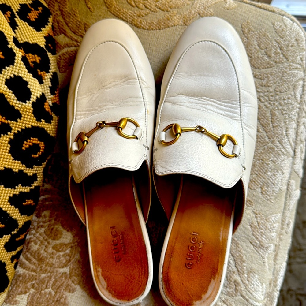 Gucci Princetown mules- white and gold - Picture 2 of 9